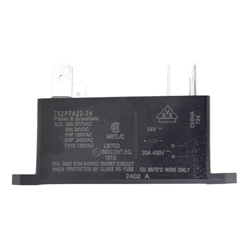 T92P7A22-24 Power Relay - 30A 24VAC 6-Pin DPST-NO (2 Form A) - Industrial Grade Relay for Motor Control, HVAC & Automation Systems (1-Pack)​
