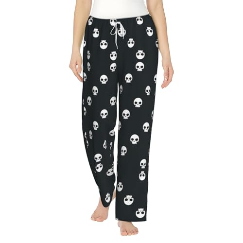 Pantalon de pyjama tête de mort femme ample et doux pour nuit confortable