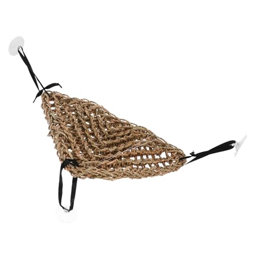 LOLIPPYY 小型爬虫類用ペットリザードハンモック 三角形海草手編み吊りベッド 爬虫類スイング寝床 ヤモリやフトアゴヒゲトカゲ適用
