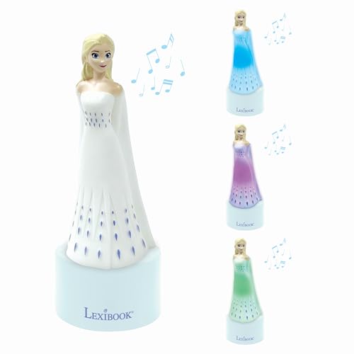 Lexibook La Reine des Neiges Veilleuse et Haut-parleur pour chambre d'enfants, changement de couleurs, lumière douce, à piles, Bleu/Rouge, NS01FZLXB