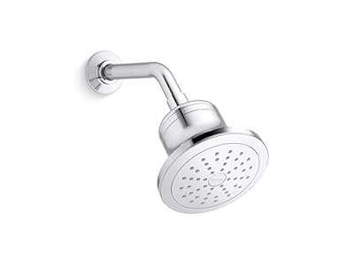 KOHLER K-33631-G-CP Cinq Single-Function Filtered Shower Head, Round Fixed Showerhead with Filter for Hard Water, 1.75 gpm, Polished Chrome