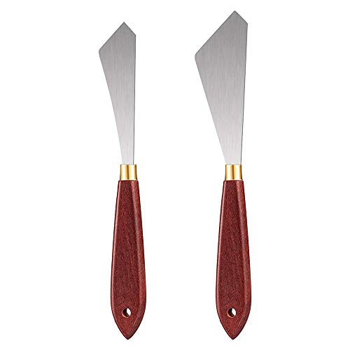 Lyzeous 2 Pcs Painting Scraper Knife Stainless Steel Painting Mixing Scrapers Palette Painting Knife for Painting Art Tool