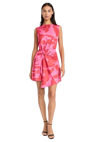 Image of Donna Morgan Women's Women's Sleeveless Asymmetrical Mini Dress with Ruched Waist Detail - Wedding Guest Cocktail Dress