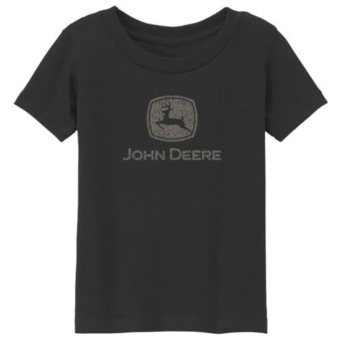 John Deere Girls Toddler Tshirt with Silver Glitter Logo in Black