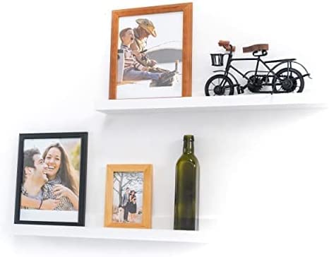 Image of WooDinto Wall Shelves for Living Room, Bedroom|Wall Mounted ShelfWall Hanging Storage Unit|Wall Organiser Shelf (White, Ledge Set of 2-24 Inch)