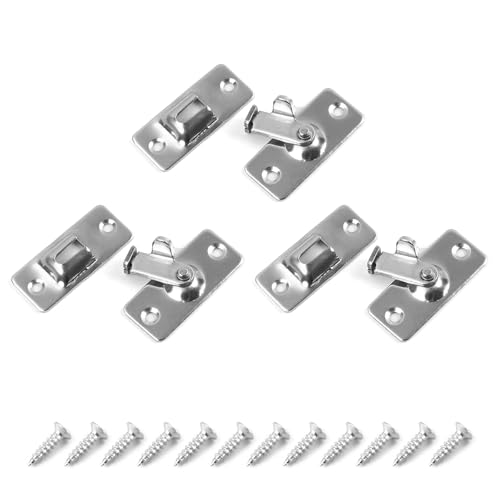 3 個 90 度小型ステンレス鋼ドアラッチスライドボルト屋内および屋外ドア用取り付けネジラッチ付き