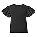 Big Girls Short Sleeve Crop Tops Tie Front Knot Cotton Tee Black T-Shirts 10 11