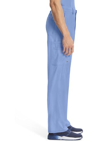 Cherokee Men's Scrub Pants Modern Fit 6 Pockets Tapered Leg with Drawstring CK200AT, XL Tall, Ciel