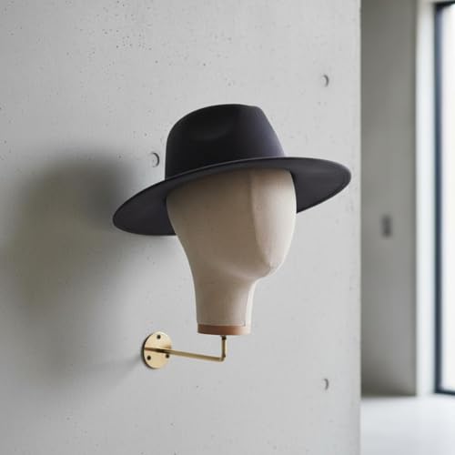 Support tête de mannequin présentoir bois lin et métal argenté