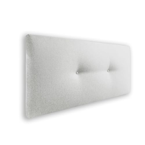 Silcar Home - Cabecero de Cama 90 Tejido Blanco Silvi - Tapizado, Estructura Madera, Hilera Botones Estilo Moderno - Fácil Instalación, Acolchado Confort - 90 cm, Tela Blanco