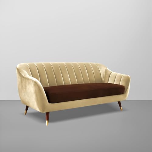 Image of Casaliving Anyse 3+2 Seater Sofa Set for Living Room (Cream Brown - Colour) Premium Fabric Sofa Set for Living Room 5 Seater Sofa
