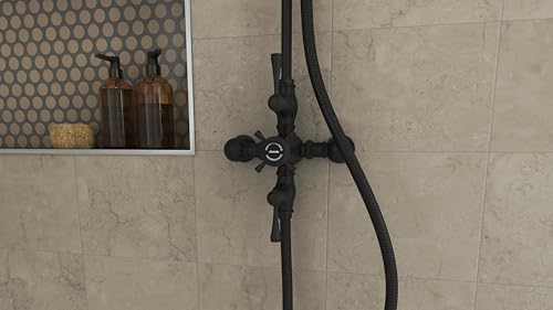 Image of Abbey 10 x 22 Shower Faucet Set with Handshower, Matte Black