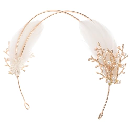 Bandeau plumage doré pour coiffure cérémonie et séance photo