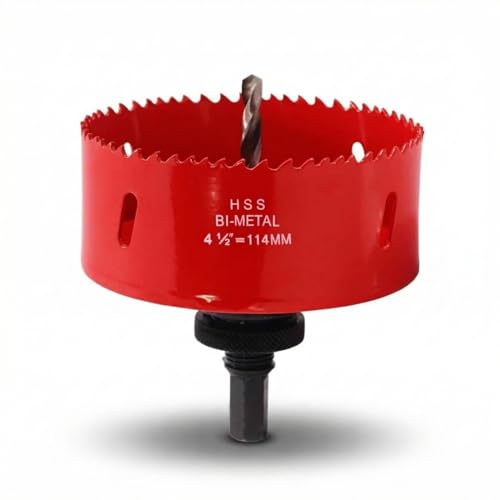 4-1/2 Inch (114mm) Bi-Metal Hole Saw with Arbor Heavy Duty 4.5 Hole Cutter for Metal Wood & Plastic Smooth Cutting Edge & Fast Chip Removal