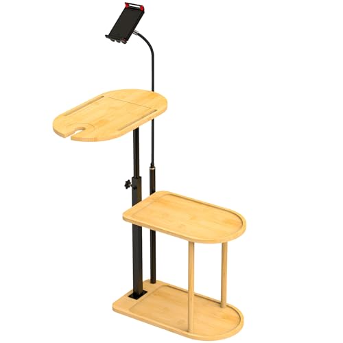 Linkidea Plateau de baignoire en bois avec support de tablette, plateau multifonction à 3 couches pour baignoire, accessoires de salle de bain adapté pour téléphone, articles de toilette, rangement de