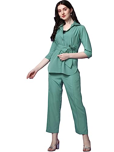 Image of Sheetal Associates Women's Solid Casual Co ords Set 2 Piece Open top & Pant Set
