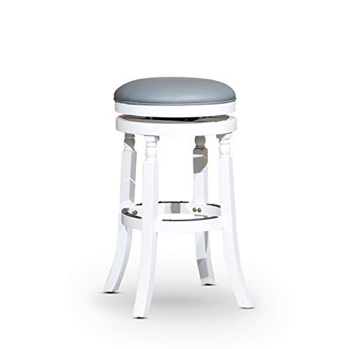 Dty Indoor Living Palmer Lake Swivel Stool, 30” Bar Height White, Gray Leather Seat #TOP10