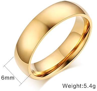 Image of El Regalo Solid Stainless Steel 6mm Plain Classic Band Ring Comfort-Fit for Men Women- Anti Tarnish /Waterproof Plain Dome Stacking Simple Rings Bands Thumb Finger Ring