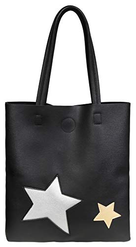 7daysin 3600199 - Bolso de mano para mujer, piel sintética, cierre magnético, color negro