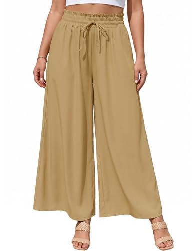 Pantalon fluide femme été chic et élégant en grande taille avec poches