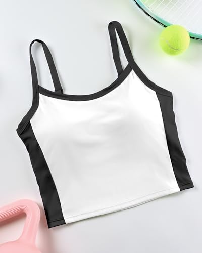 Xunyu Womens Longline Sports Bra Workout Crop Tank Top Built In Bra Adjustable Strap Square Neck Basic Shirt Yoga thumb #4