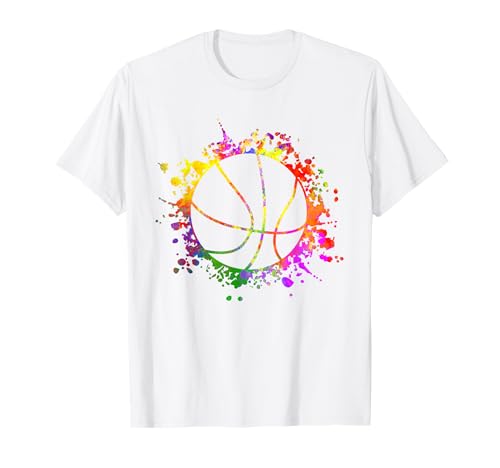 Basketball Bunte Spritzer Teen Mädchen Korb Ball Coach T-Shirt