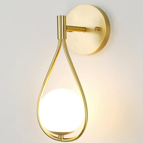 Applique murale LED bronze et verre blanc laiteux pour salon et couloir moderne