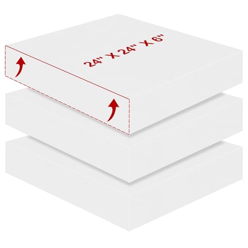 High Density Upholstery Foam 6 X 24 X 24 3PCS Couch Cushion Replacement - 45D Density 70 ILD (Firm) Square Foam Padding for Chairs Cut to Size Foam Replacement Cushion for Sofa Chair Bench