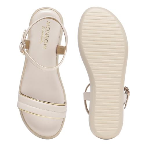 Image of MONROW Fancy and Stylish Extra Cushioning and Comfortable Fashionable Light Weight Allday wear Vegan Wedge Heels for Women and Girls