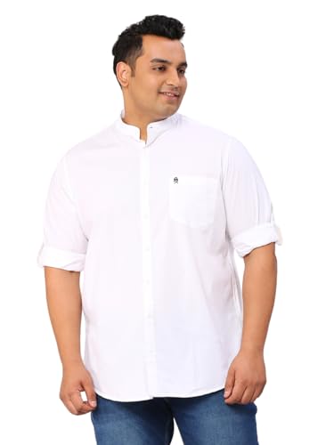 Image of Thomas Scott Mens | Full Sleeve | Solid Plain Color | Regular Fit | Plus Size | 100% Cotton | Mandarin Collar | Casual | Shirt