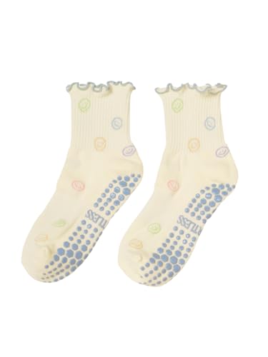 Image of Shapes Studio Half Calf Grip Socks, Cute Fruit Pilates Socks, Ruffle Socks, Non-Slip for Barre Yoga