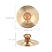 Garneck 1 Pair Small Hand Cymbals for Kids: 7cm/2.75inch Gold Finger Cymbals with Wooden Attached - Beginners Metal Mini Percussion Instrument for Rhythm Practice, Performances