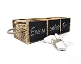 WOODGALL Holzkiste Organizator | 33x14x9 |– Vintage Aufbewahrung Schatzkiste aus Holz | Schmuckkiste für Accessoires - Geflammte Holzbox - Handgefertigt - Inkl. 3 Kreidetafeln…