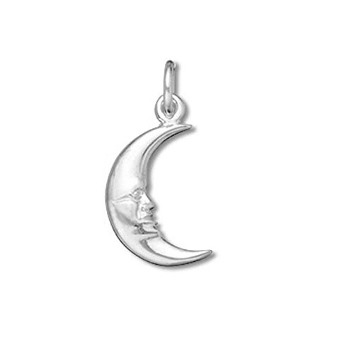 Sterling Silver Crescent Moon Face Charm