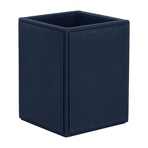 Image of V-CUBE DESIGNS Premium Vegan Leather Pen Holder for Desk & Study Table Accessory | Marker /Pencil Stand for Student | Stationery Organizer for Office Table & Home | 6mm Thickness with MDF Core | Blue