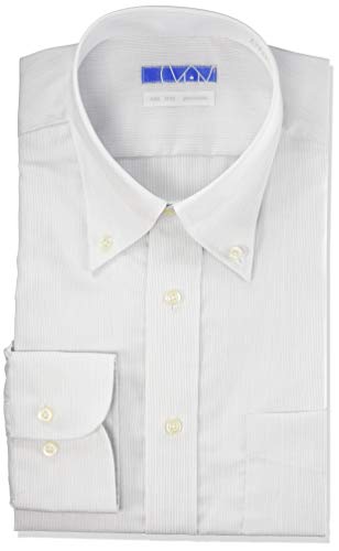 [スマートビズ] ノーアイロン 長袖ワイシャツ 洗って干してそのまま着る 綿100% の優しい着心地 シンプルがかっこいい シーンを選ばないデザイン 超形態安定 EATO22 メンズ 39 ボタンダウン グレー(平織り) 首回り37cm裄丈80cm SLIM