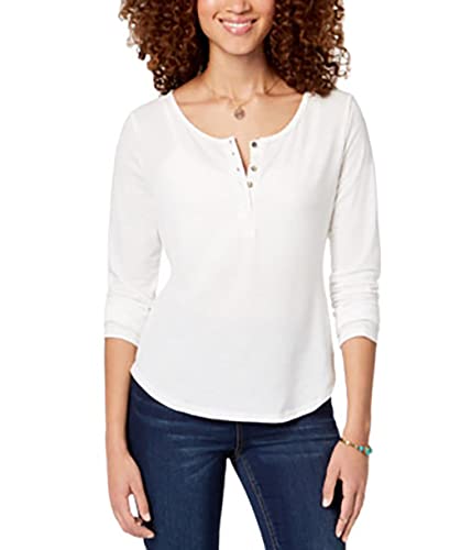 American Rag Juniors Camiseta Henley con Volantes en la Espalda (Egret, M)