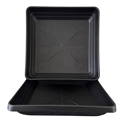 Deep Square Plant Saucers – Extra Thick & Durable Drip Trays | Heavy-Duty Plastic for Indoor & Outdoor Pots | Leak-Proof, Stackable, Reusable Design | Multiple Sizes for Square Planters (1, Deep 32CM)