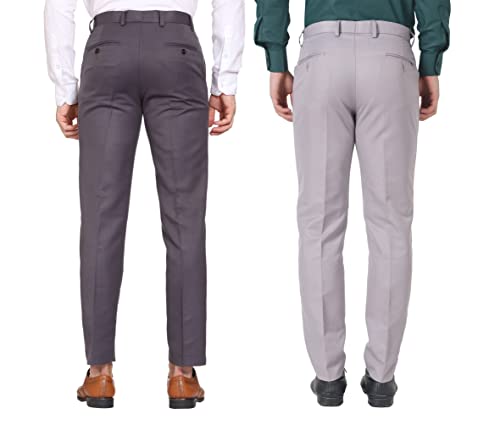 Image of MALENO Men Formal Trouser Regular Fit Solid | Soft and Breathable Pant Combo (Pack of 2)
