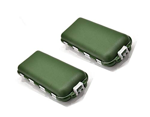Toasis Small Fishing Tackle Box Hooks Swivels Sinkers Float Stops Storage Container (Olive-2pcs)