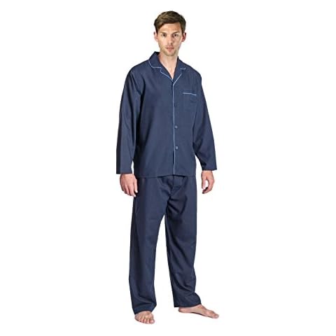 Mens Pyjama Set Nightshirt and Bottoms (Large, Navy) Cover