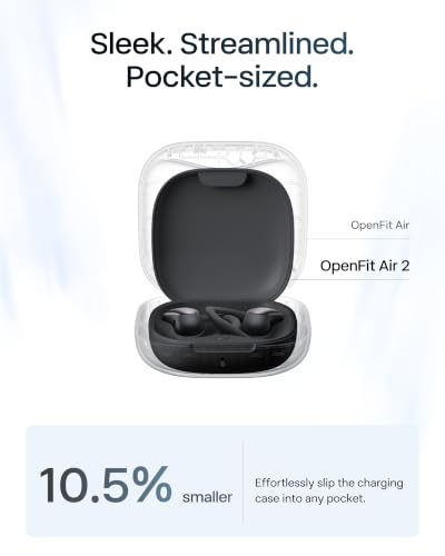 Image of SHOKZ OpenFit Air 2, Open Earbuds, Black, Water Resistant, Secure Earhooks