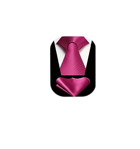 Image of HISDERN Mens Striped Tie and Pocket Square Set Necktie for Men | soft smooth texture, wrinkle-free, neat hand-tied knot, gifting ready, regular 3.4 width, coordinated look, business wedding