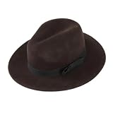Sombreros de vestir Sombrero Fedora de ala ancha for hombre y mujer, de lana de invierno, for caballero, papá, Panamá, sol, jazz, Trilby, Sombrero, 56-58CM(Coffee)
