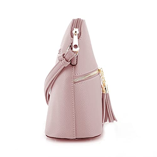 Image of SG SUGU Lunar Lightweight Medium Dome Crossbody Bag Shoulder Bag with Tassel | Zipper Pocket | Adjustable Strap