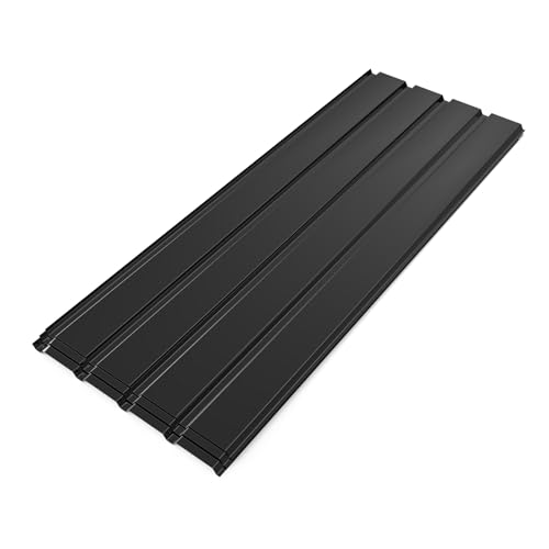 Mondeer Trapezbleche 12 Stück Verzinkte Stahldachplatten 115x45 cm 6m² 0,3 mm Stärke für Carport Vordach Gewächshaus Wetterfest Einfach Montierbar Schwarz