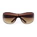 Womens Elegant Rimless Shield Warp Luxury Designer Sunglasses Gold Brown