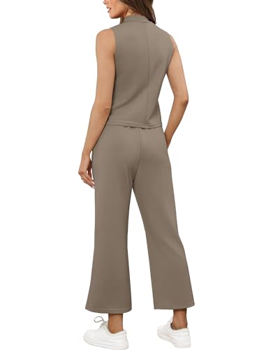 image for SAMPEEL 2 Piece Outfits for Women 2024 Fashion Lounge Sets Wide Leg Pa