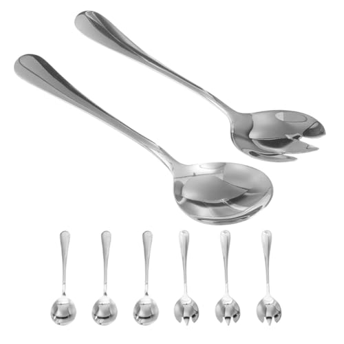 Cubiertos para ensalada de acero inoxidable elegante set color plata resistente Gatuida 2