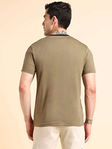 Image of Dennis Lingo Men's Cotton Slim Fit Solid Round Neck T-Shirt